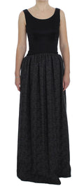 Robe longue élégante Dolce & Gabbana en noir et gris, robe fourreau sophistiquée et ajustée pour femmes.