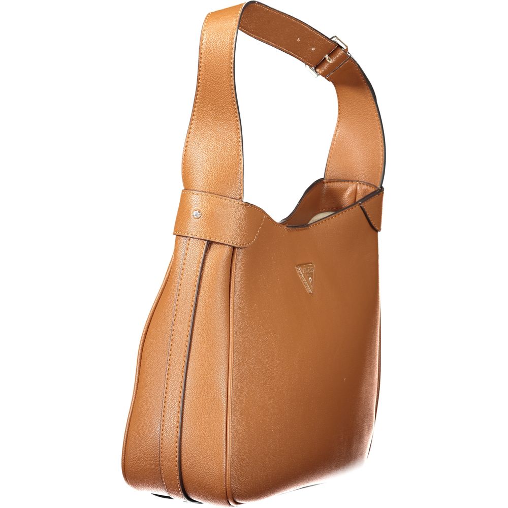 Sac à main Guess Jeans marron en polyuréthane pour femmes, avec design élégant et détails modernes visible dans l'image.