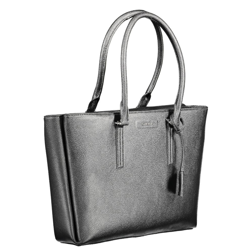 Sac à main femme Calvin Klein en polyuréthane noir, sacoche à bandoulière élégante et moderne.