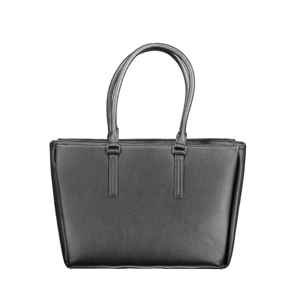 Sac à main à bandoulière pour femmes Calvin Klein en polyuréthane noir, style élégant et moderne.