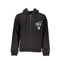 Sweatshirt homme Tommy Hilfiger en coton noir, à col rond et manches longues, porté sur un mannequin.