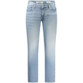 Jeans skinny en coton bleu azur de Guess pour femmes, denim ajusté et tendance, visible sur la photo.