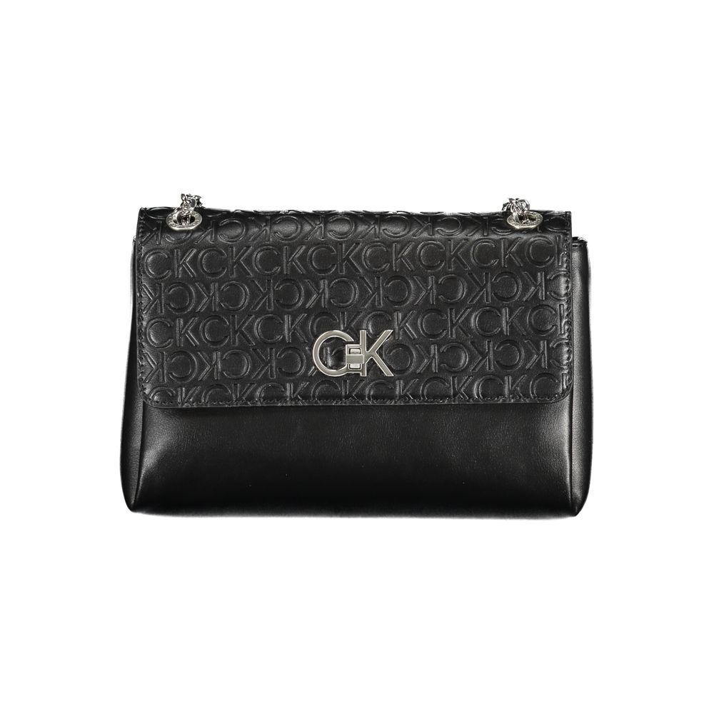 Sac à main pour femme Calvin Klein en polyester noir, élégant et pratique, avec détails modernes et finition soignée.