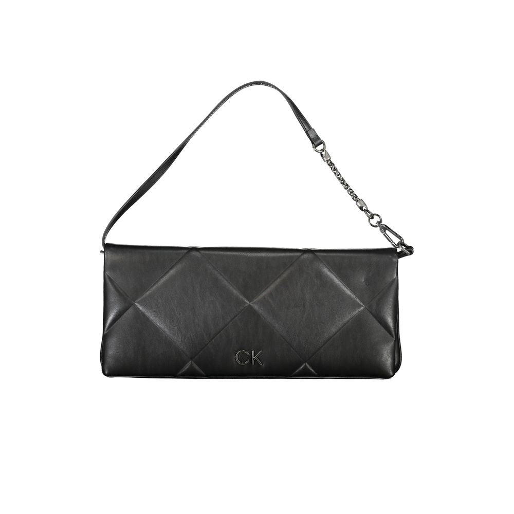 Sac à main en polyester noir pour femme de la marque Calvin Klein, avec détails élégants et bandoulière ajustable.