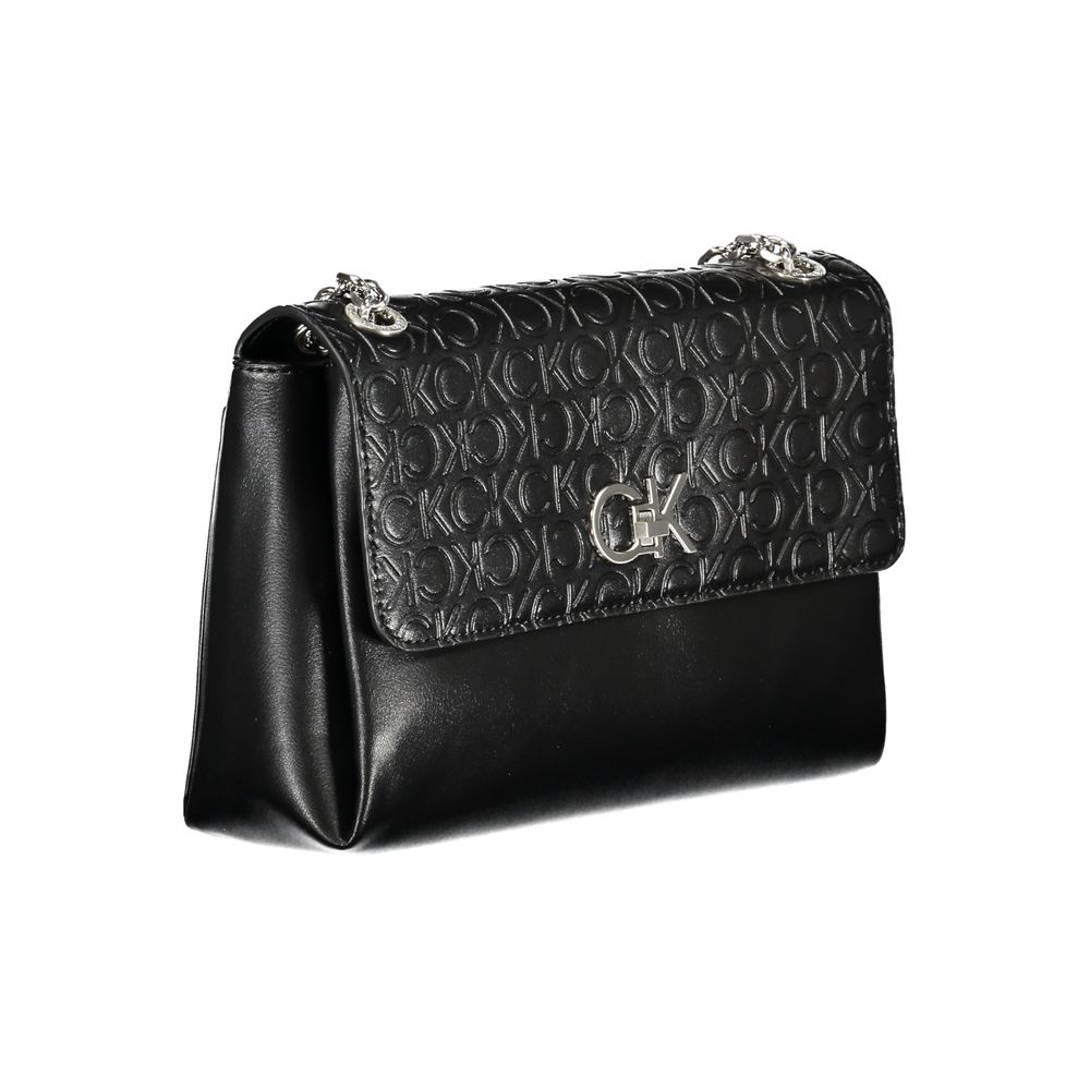 Sac à main pour femmes en polyester noir de Calvin Klein, design élégant et pratique.