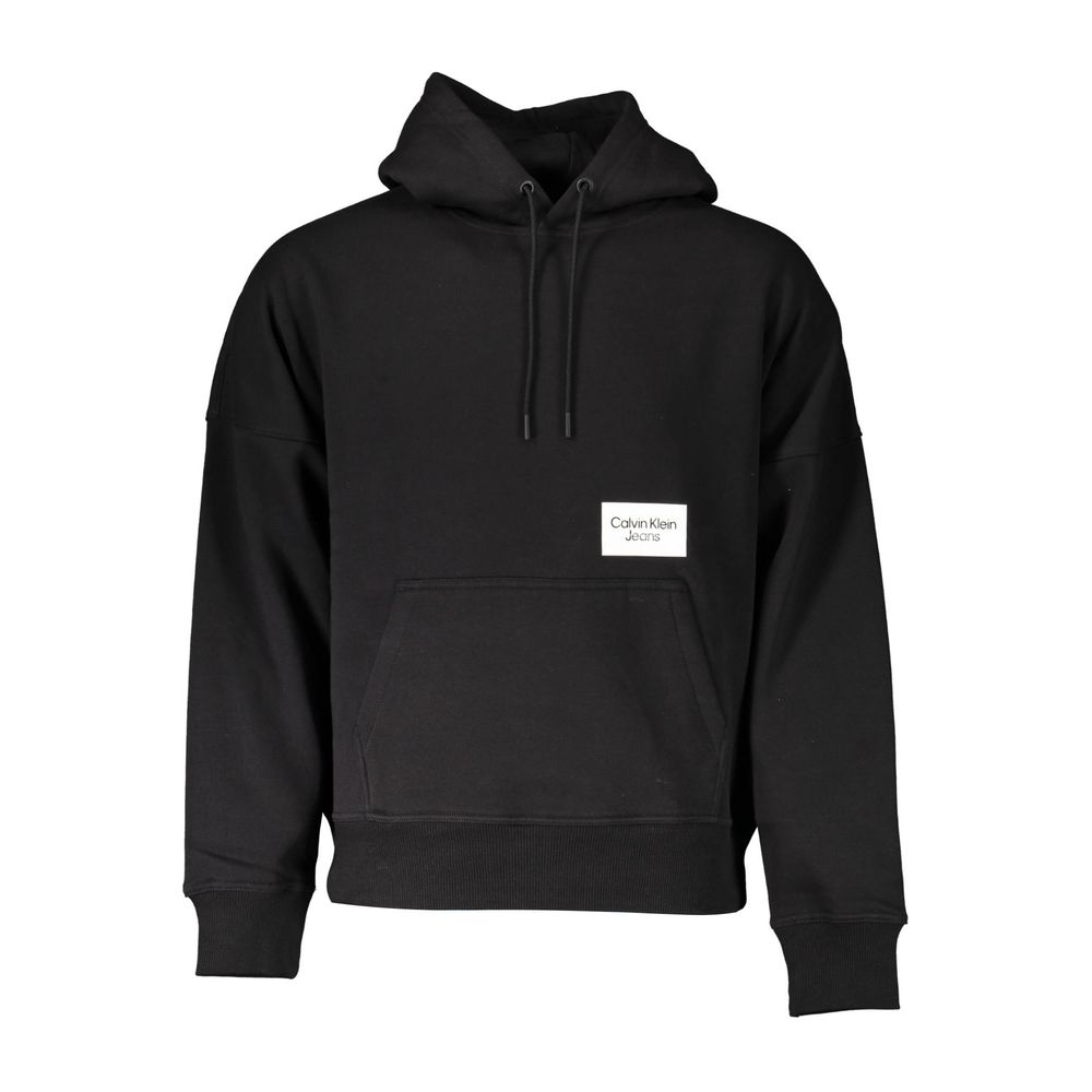 Sweat-shirt pour homme en coton noir de la marque Calvin Klein, design simple et confortable, vue de face.