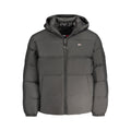 Veste pour homme Tommy Hilfiger en polyester noir, style décontracté avec fermeture éclair et col montant.