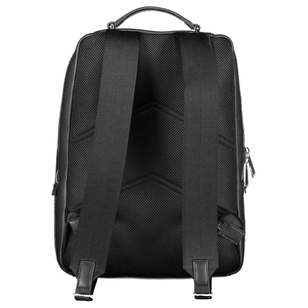 Sac à dos pour homme Calvin Klein en polyester noir, avec compartiments et design moderne.
