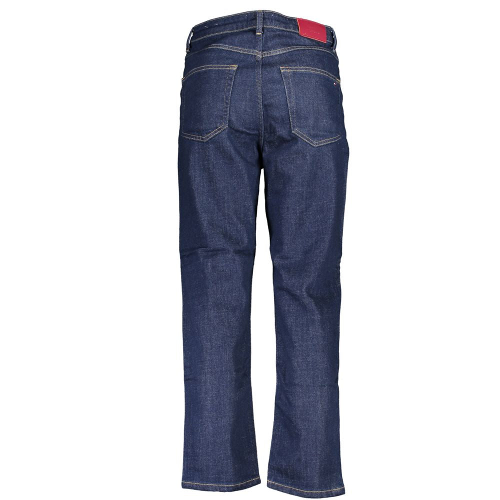 Jeans pour femmes en coton bleu de la marque Tommy Hilfiger, coupe classique et détails modernes visibles sur l'image.