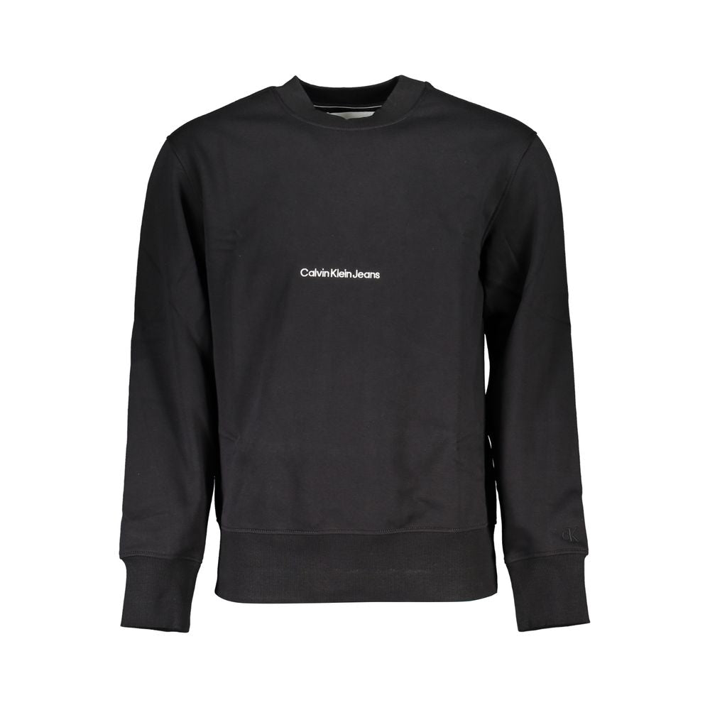 Sweat-shirt pour homme Calvin Klein en coton noir, coupe décontractée, logo discret sur la poitrine, tissu doux et confortable.