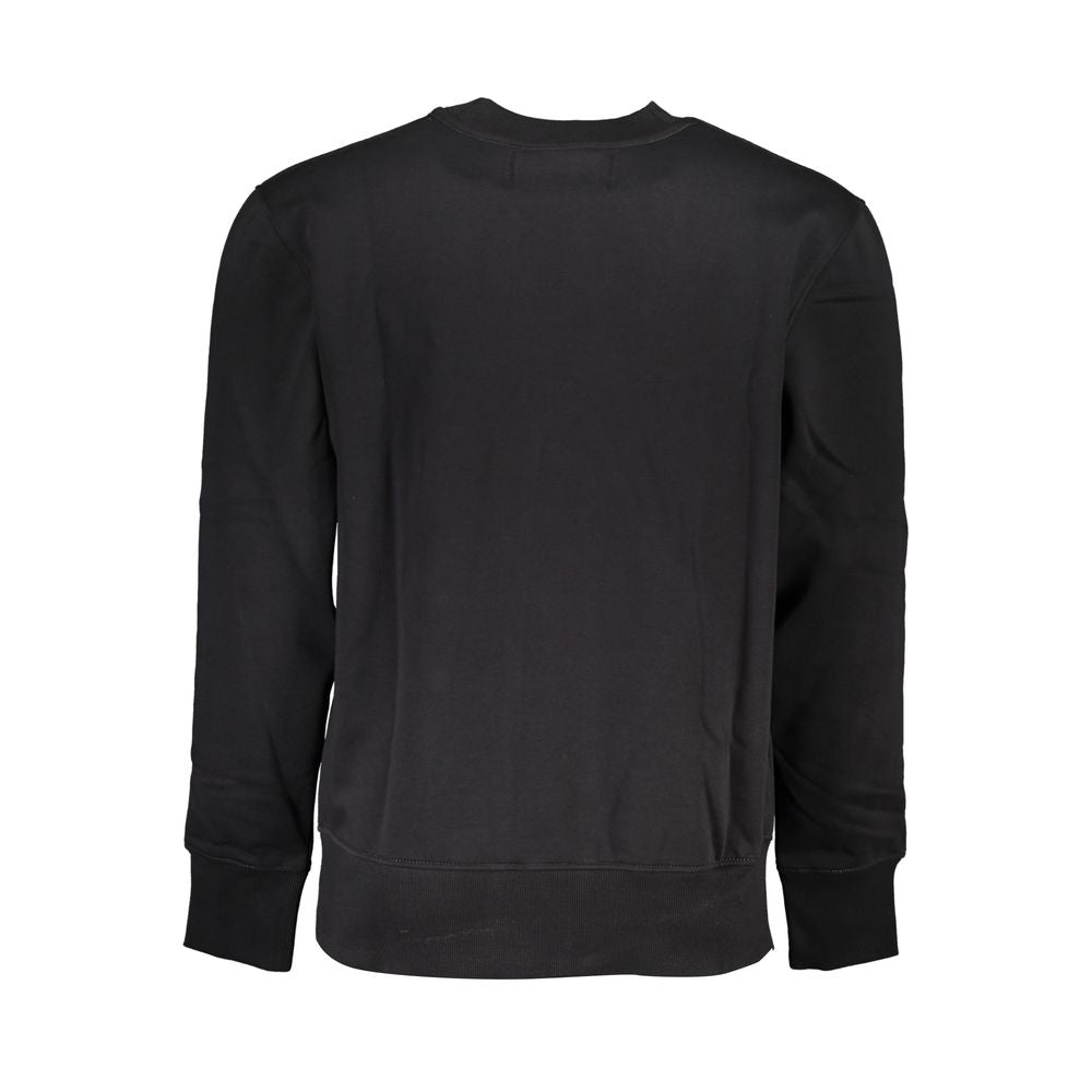 Sweatshirt homme en coton noir de la marque Calvin Klein, coupe classique et design simple, vue de face.