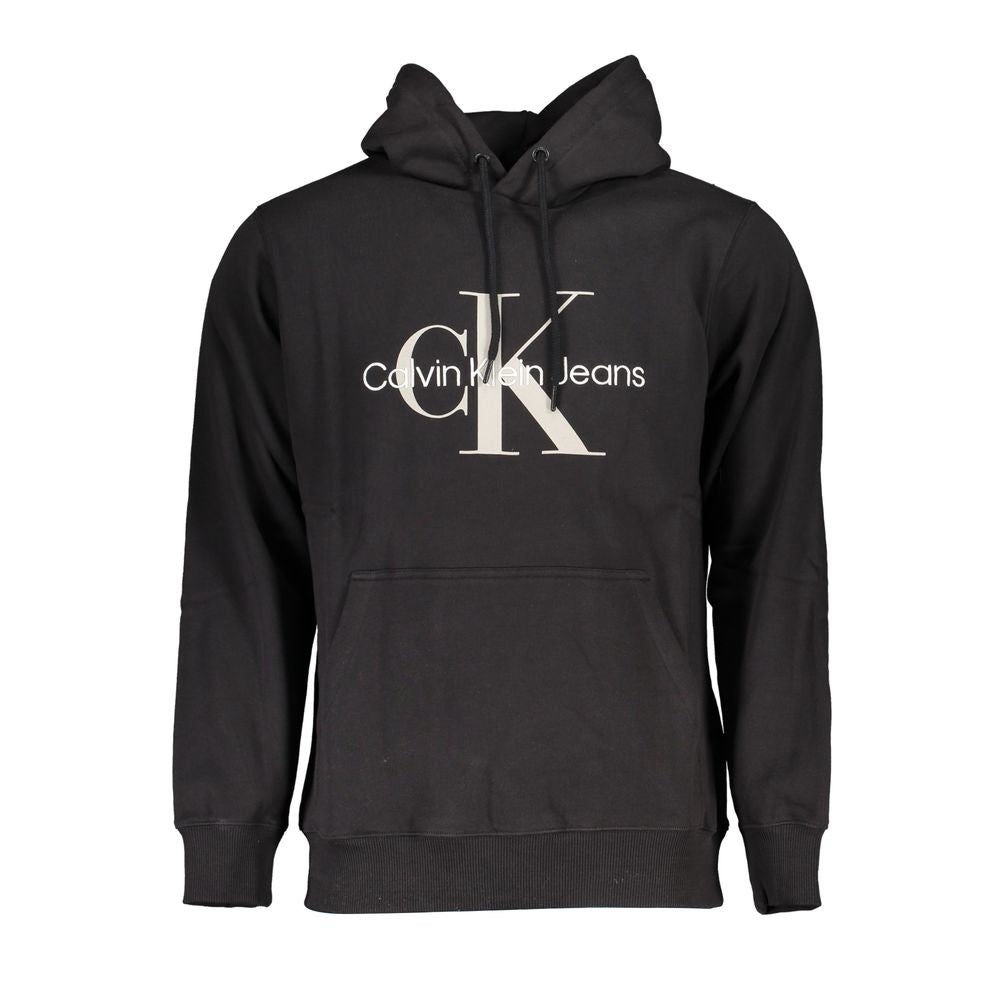Sweatshirt pour homme en coton noir de la marque Calvin Klein, style décontracté avec logo discret sur la poitrine.