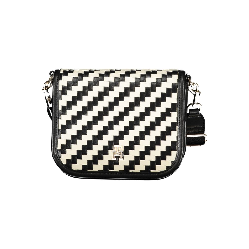 Sac à main pour femmes en polyuréthane noir de la marque Tommy Hilfiger, avec détails élégants et bandoulière ajustable.