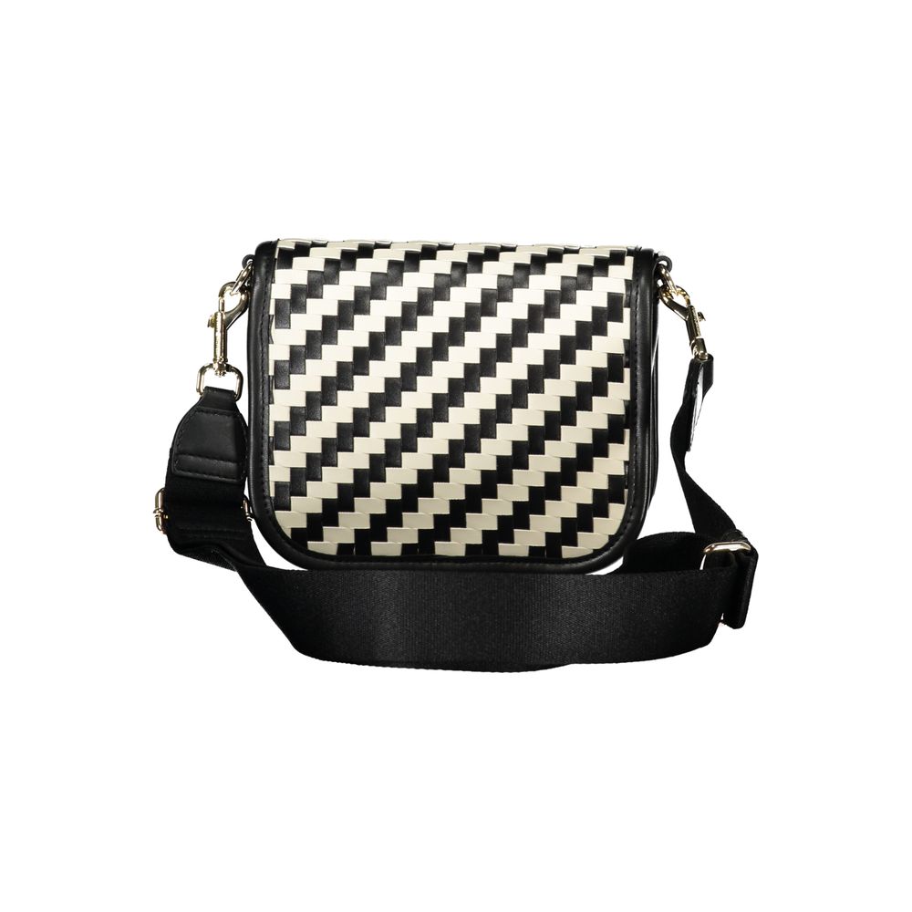 Sac à main pour femmes Tommy Hilfiger en polyuréthane noir, avec poignées et détails élégants.