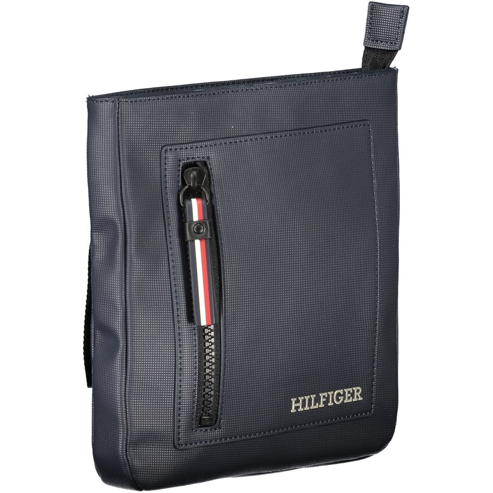 Sac à bandoulière en polyuréthane bleu marine Tommy Hilfiger pour homme, élégant et pratique, avec détails de la marque.