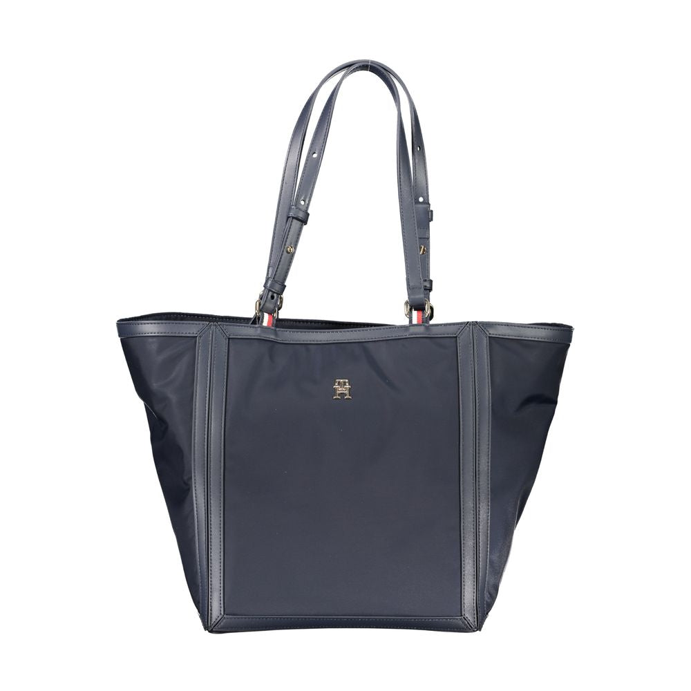 Sac à main pour femme Tommy Hilfiger en polyester bleu, élégant et pratique, avec détails stylés.