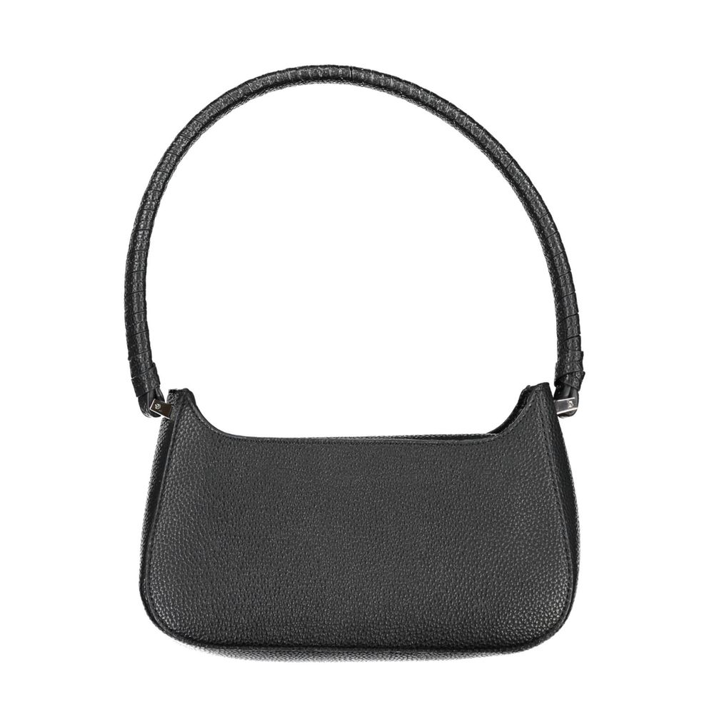 Sac à main pour femmes Tommy Hilfiger en polyuréthane noir, avec poignées et détails élégants.
