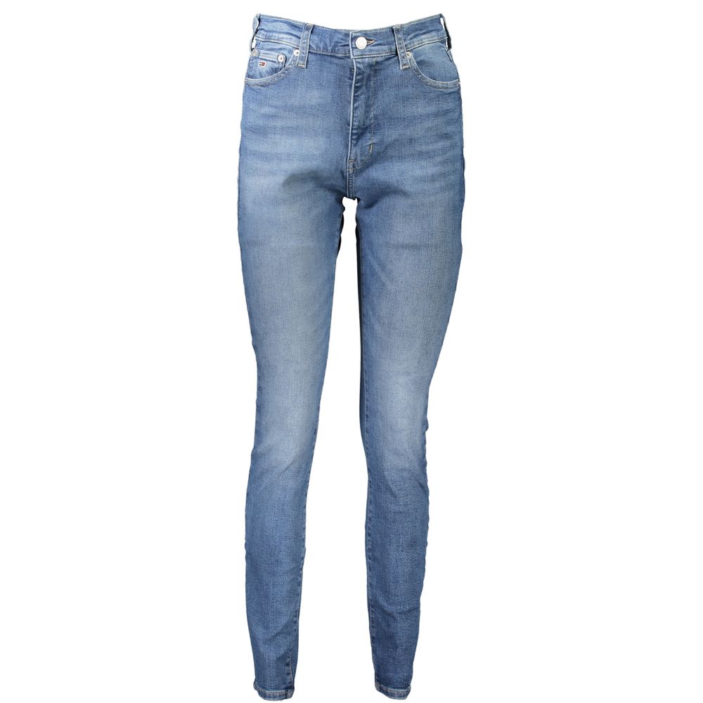 Jeans en coton pour femmes de Tommy Hilfiger, coupe classique, bleu, détails de couture visibles.