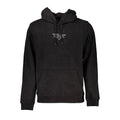 Sweat-shirt noir en coton pour homme de la marque Tommy Hilfiger, coupe classique et logo visible sur la poitrine.