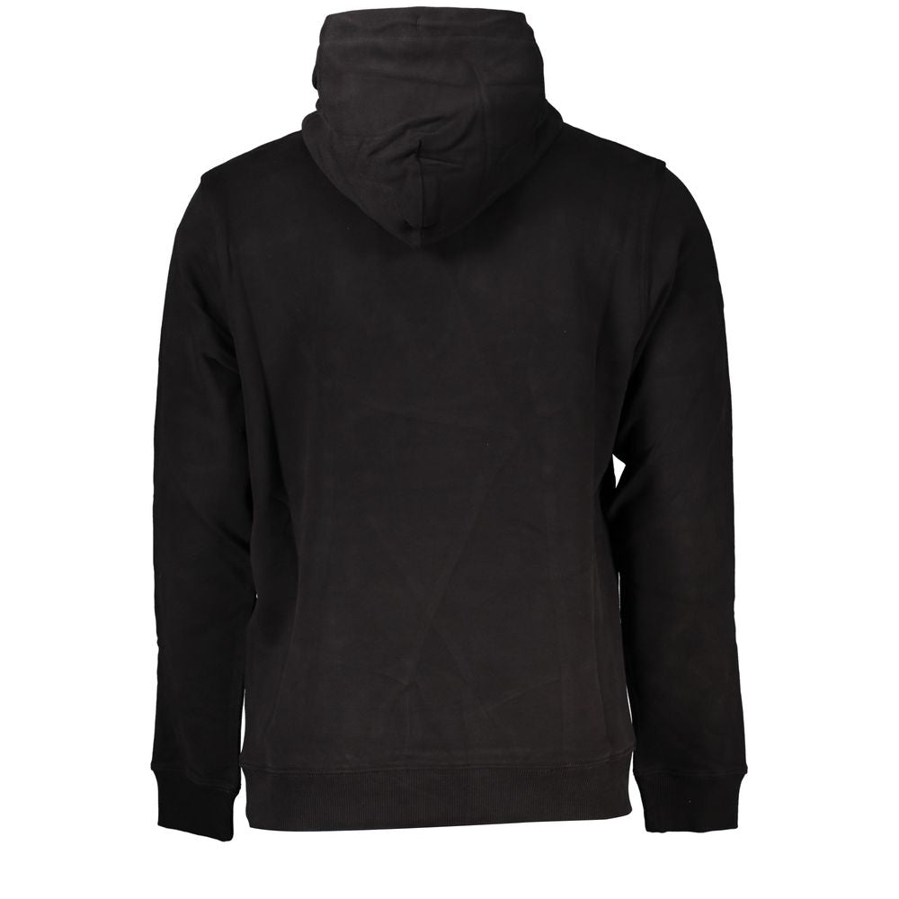 Sweat-shirt pour hommes en coton noir de la marque Tommy Hilfiger, avec logo discret sur la poitrine.