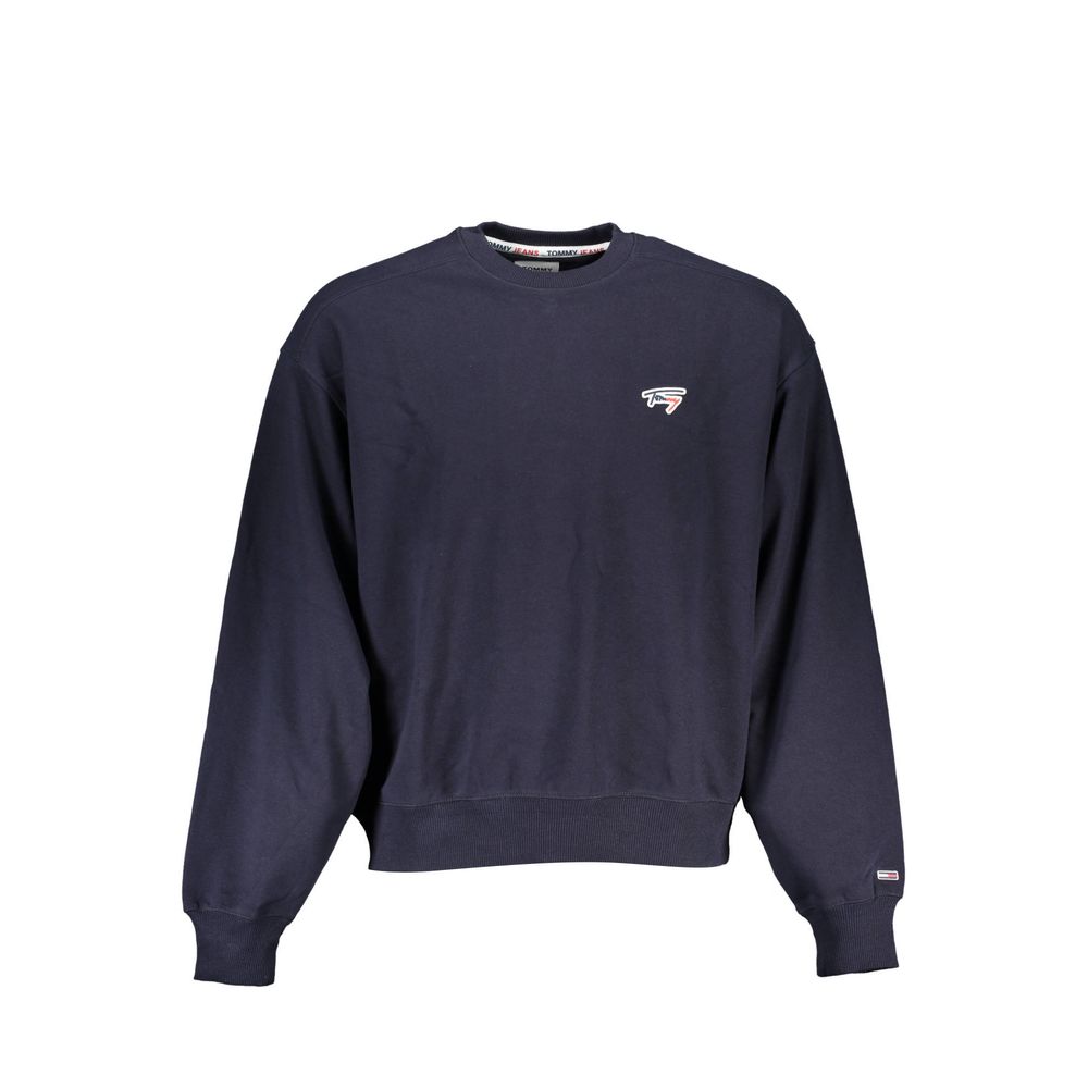 Sweatshirt en coton bleu pour homme de Tommy Hilfiger, col rond et logo discret sur la poitrine.