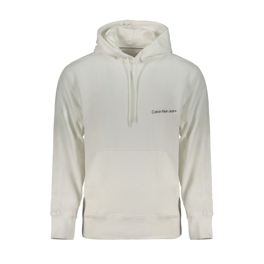 Sweat à capuche blanc en coton pour homme de la marque Calvin Klein, vue de face avec logo visible sur la poitrine.