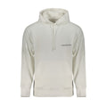 Sweat à capuche blanc en coton pour homme de la marque Calvin Klein, vue de face avec logo visible sur la poitrine.