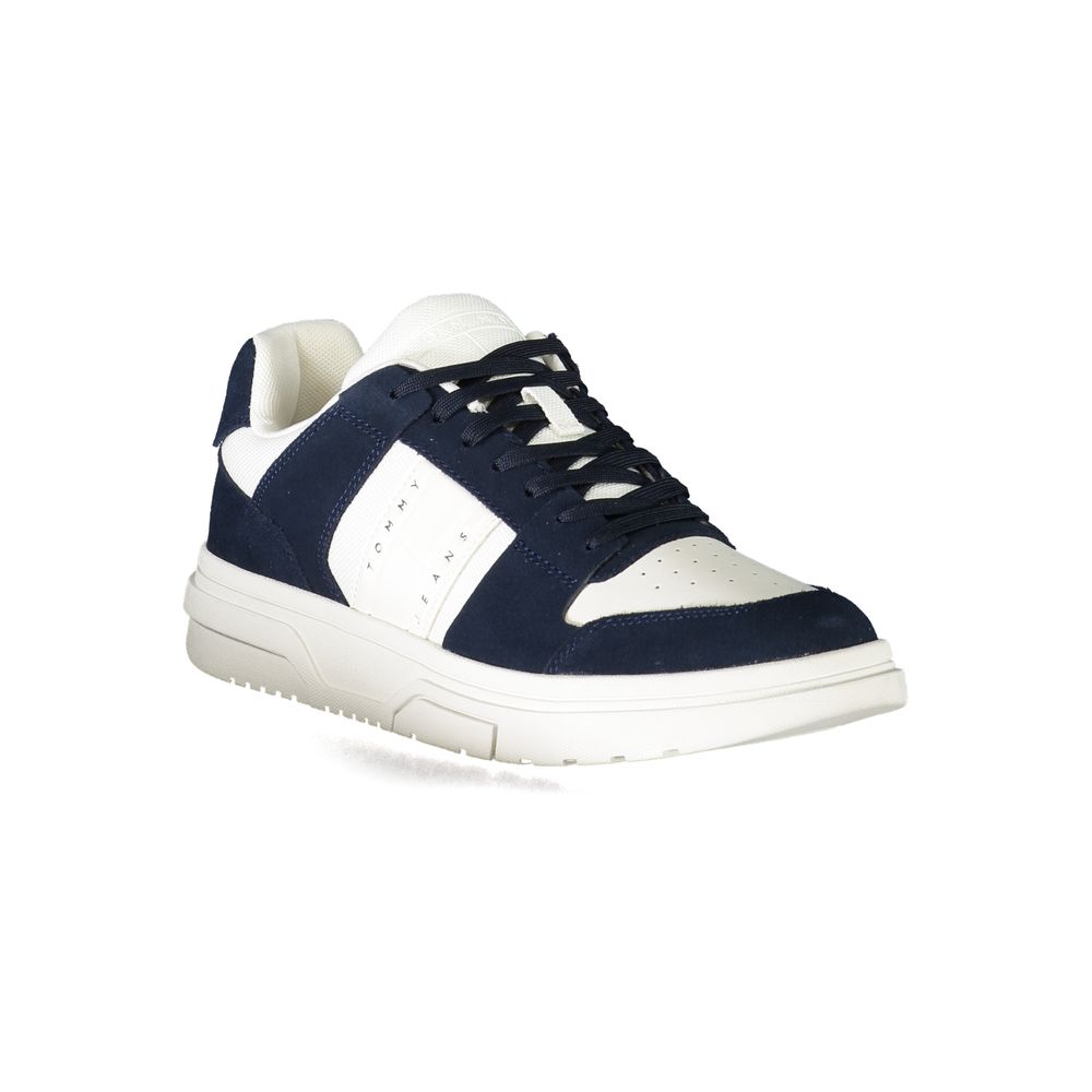 Sneaker homme Tommy Hilfiger en polyuréthane bleu, style décontracté avec semelle blanche.