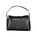 Sac à main noir en polyester pour femmes de la marque Calvin Klein, avec détails élégants et bandoulière ajustable.