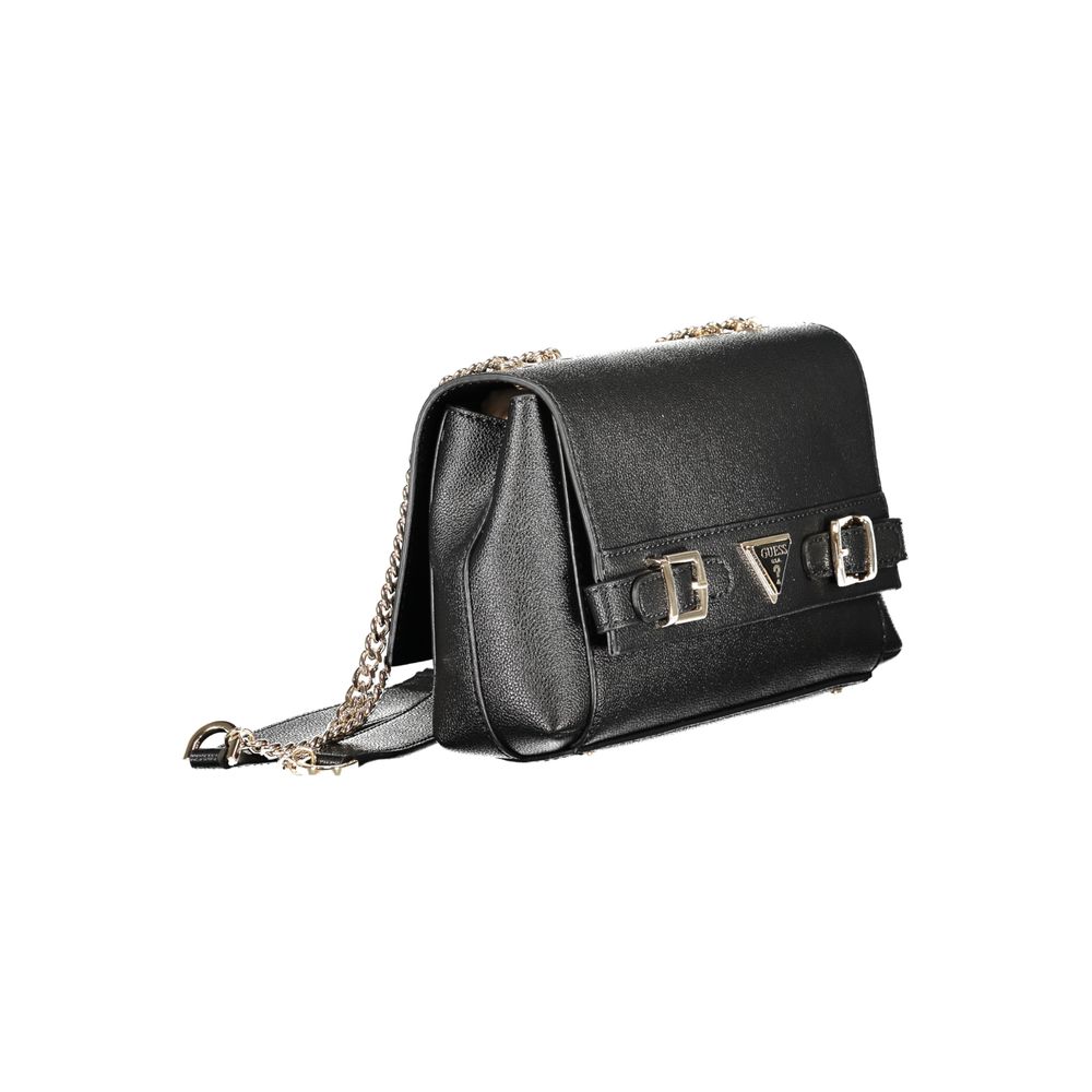 Sac à main femme Guess Jeans en polyuréthane noir, design élégant avec logo Guess, idéal pour un style tendance et sophistiqué.