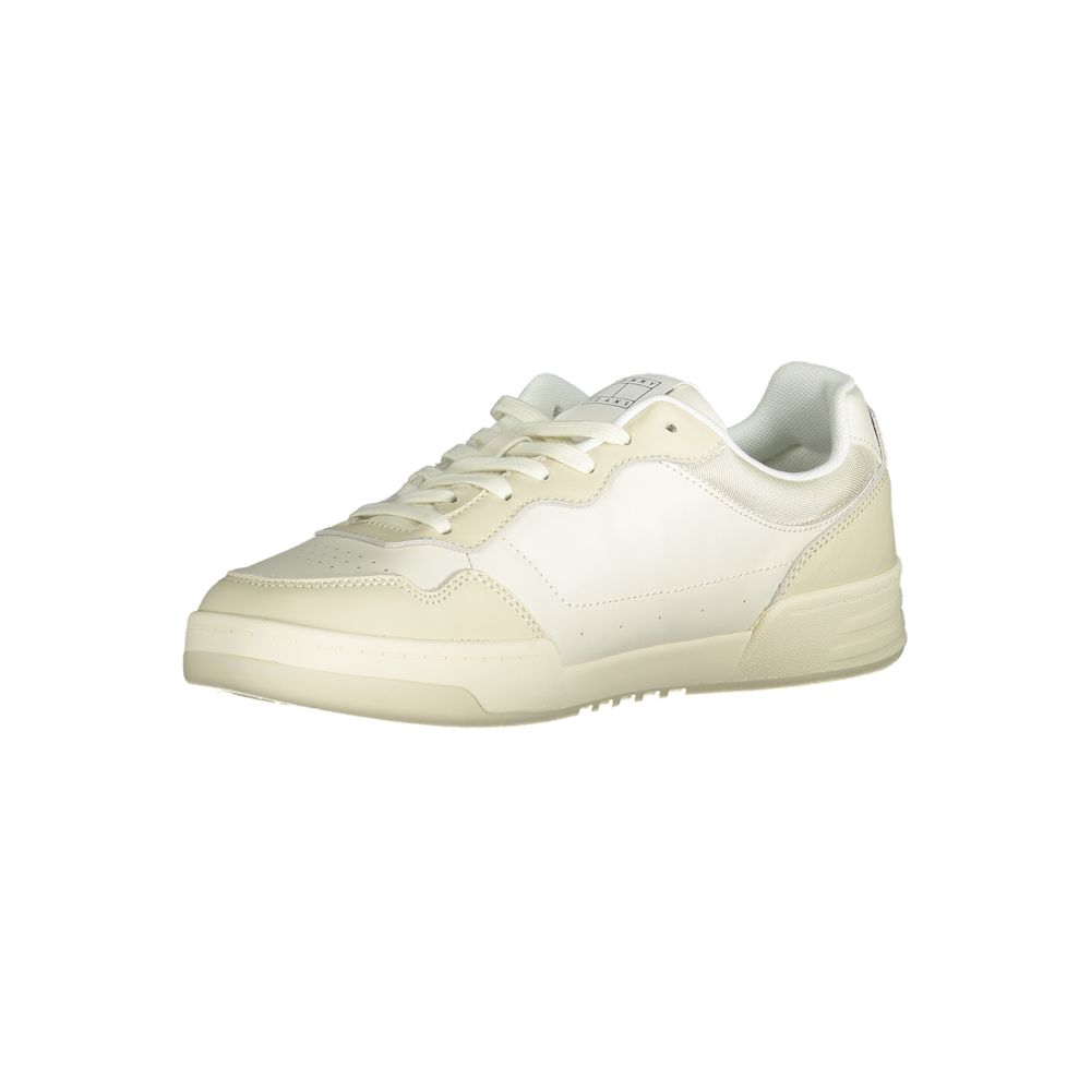 Sneaker beige en polyéthylène pour homme de la marque Tommy Hilfiger, vue de côté.