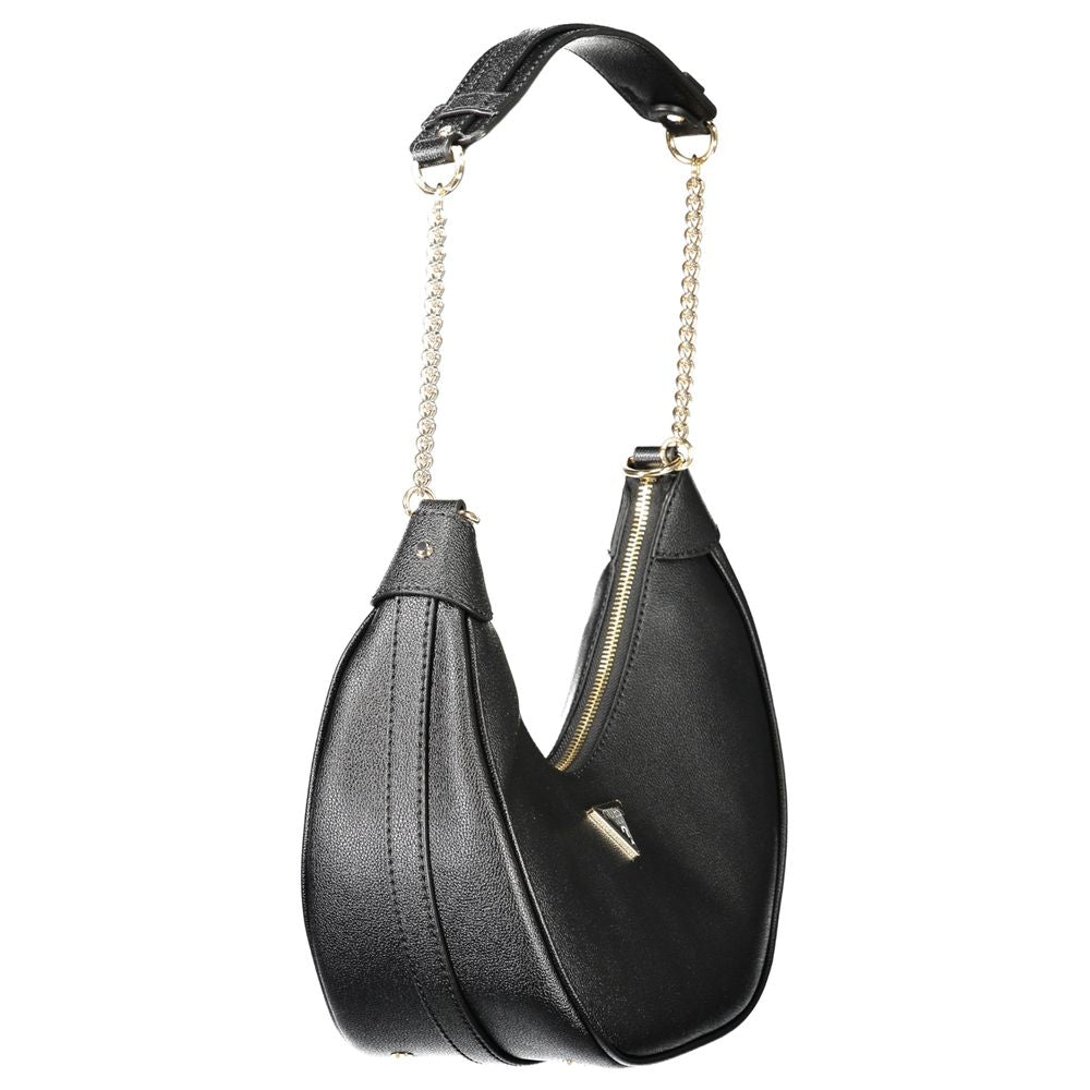 Sac à main Guess Jeans pour femmes en polyester noir, design élégant avec détails modernes et logo de la marque.