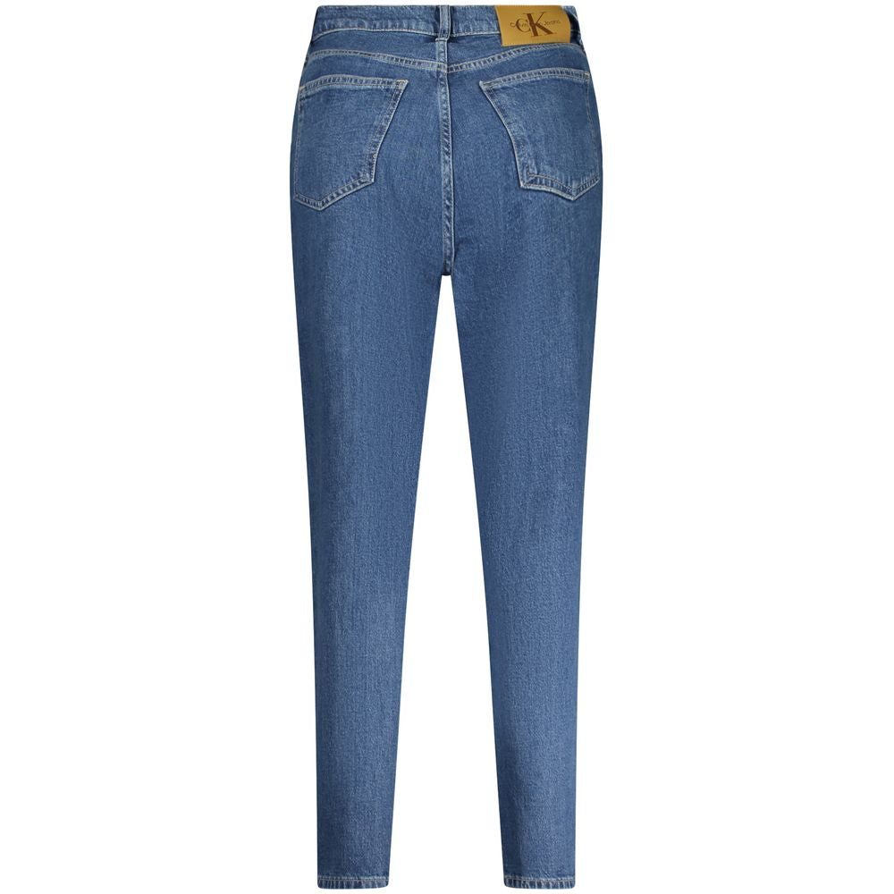 Jeans en coton pour femme de la marque Calvin Klein Blu, coupe classique, détail en denim avec fermeture éclair.