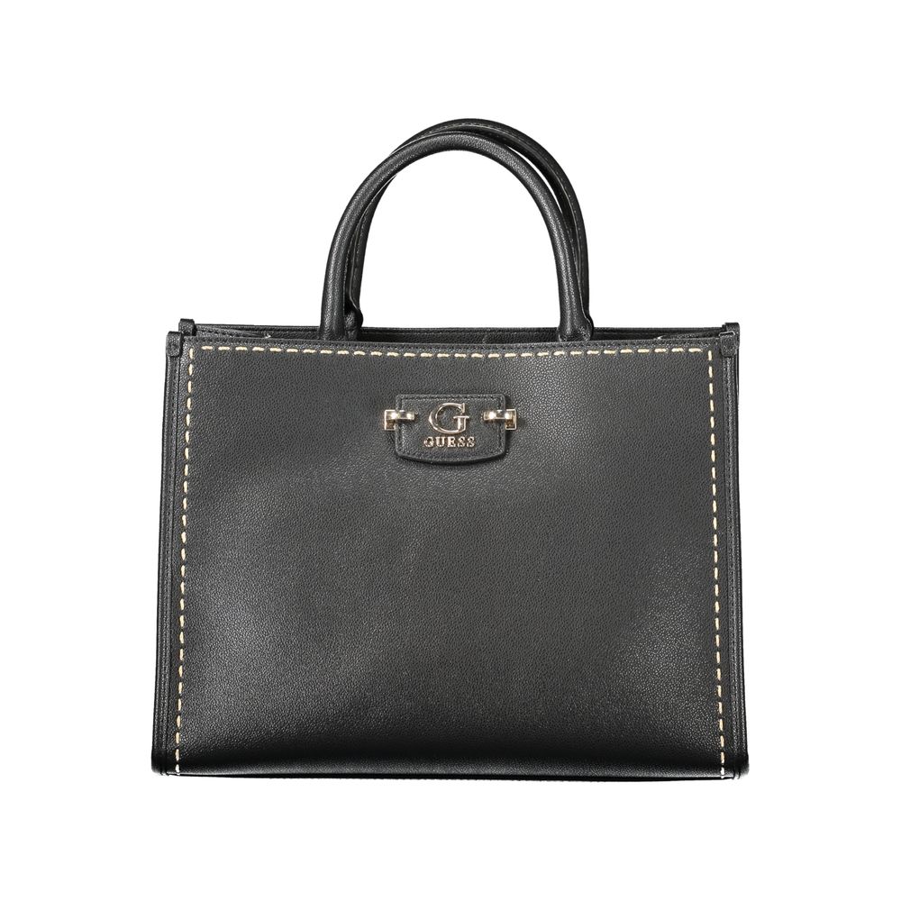 Sac à main Guess Jeans en polyéthylène noir pour femmes, design élégant avec détails modernes visible sur l'image.