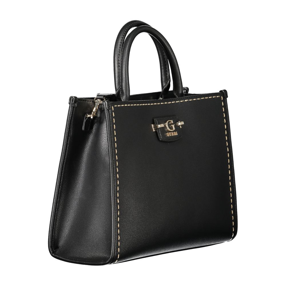 Sac à main Guess Jeans noir en polyéthylène pour femmes, sac élégant avec détails modernes et design tendance.