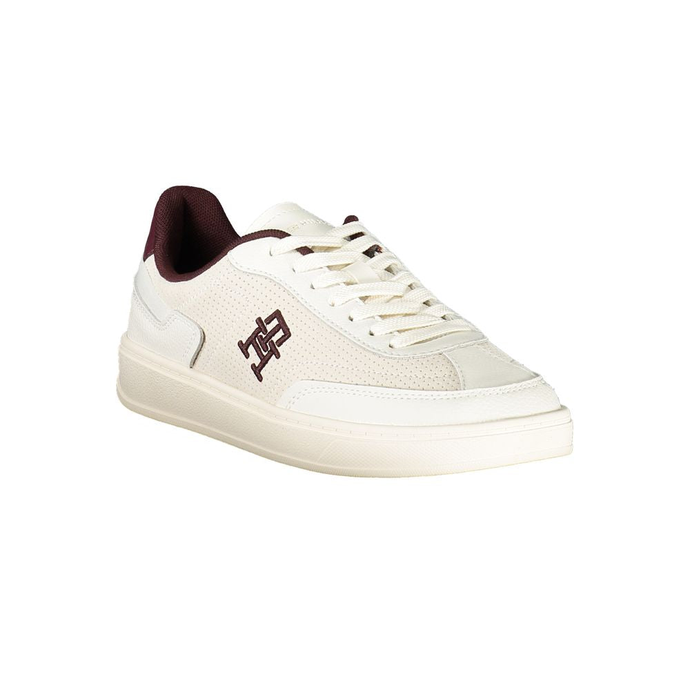 Sneakers pour femmes Tommy Hilfiger en polyuréthane beige, avec semelle blanche et design moderne.