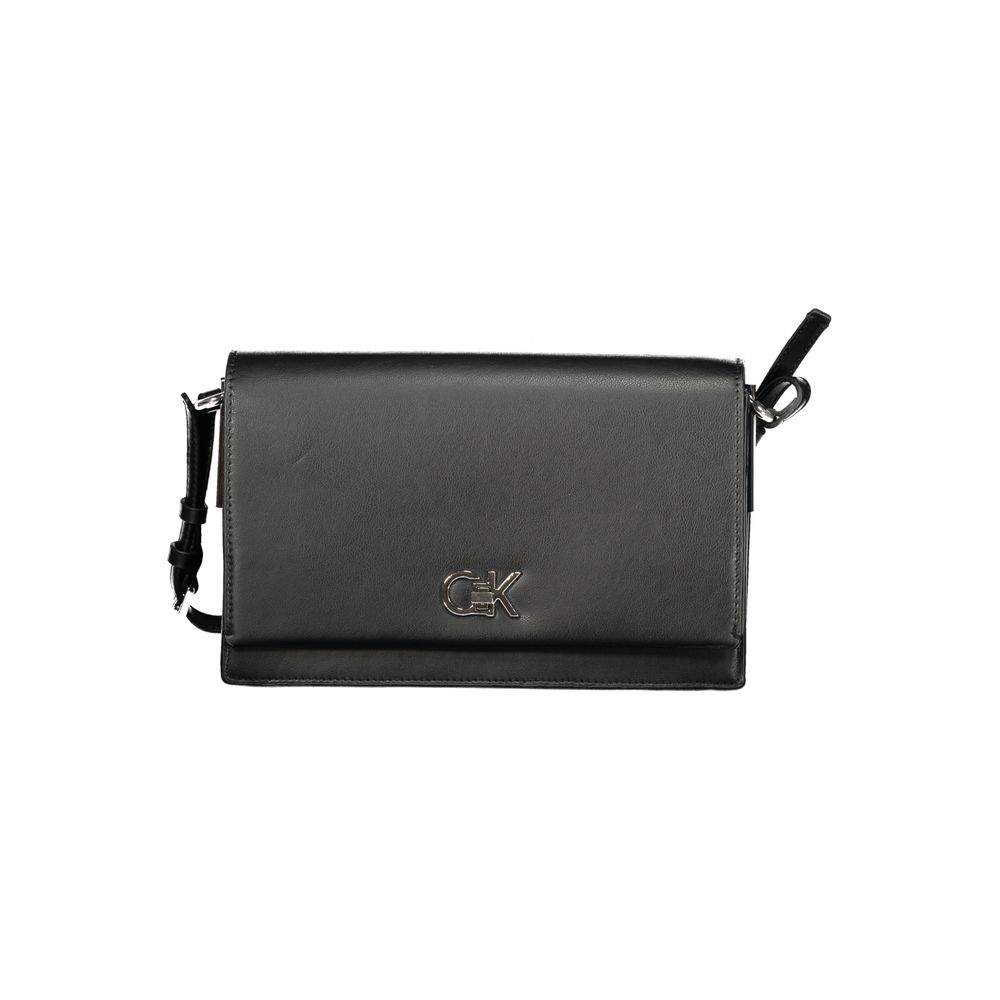 Sac à main noir en polyester pour femmes de Calvin Klein, élégant et pratique, avec détails modernes et design épuré.