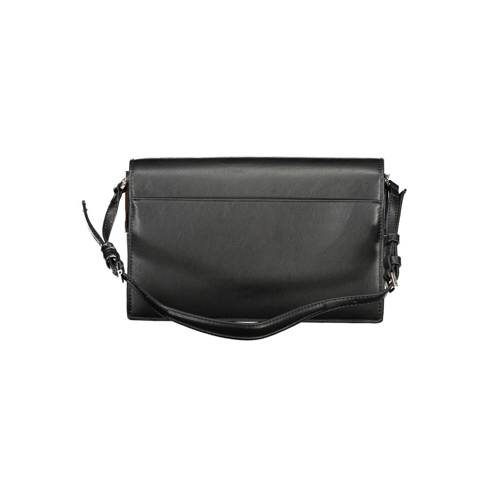 Sac à bandoulière noir en polyester de la marque Calvin Klein, vue de face avec détails du design élégant.