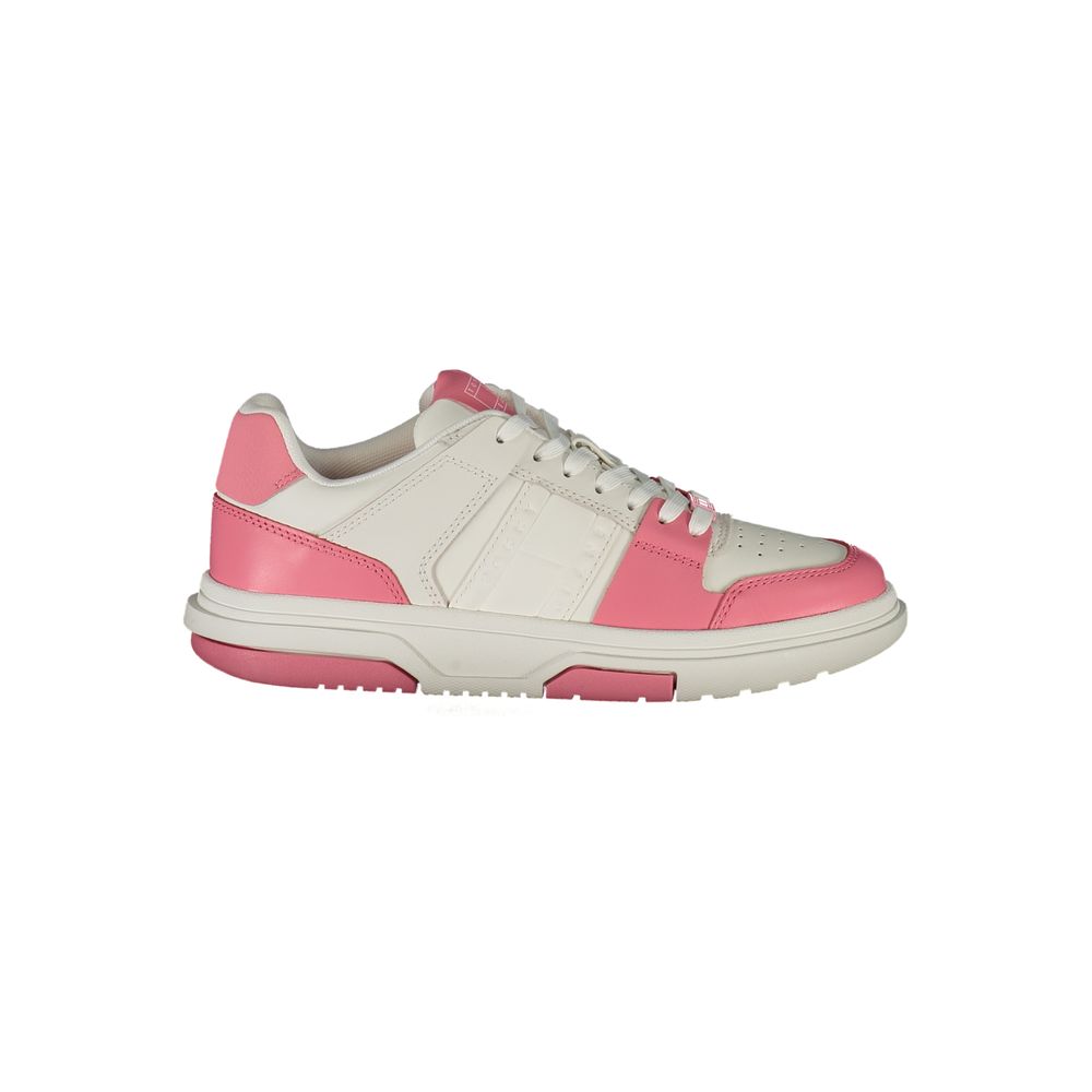 Chaussures sneakers Tommy Hilfiger pour femme en polyuréthane rose, style décontracté et tendance.