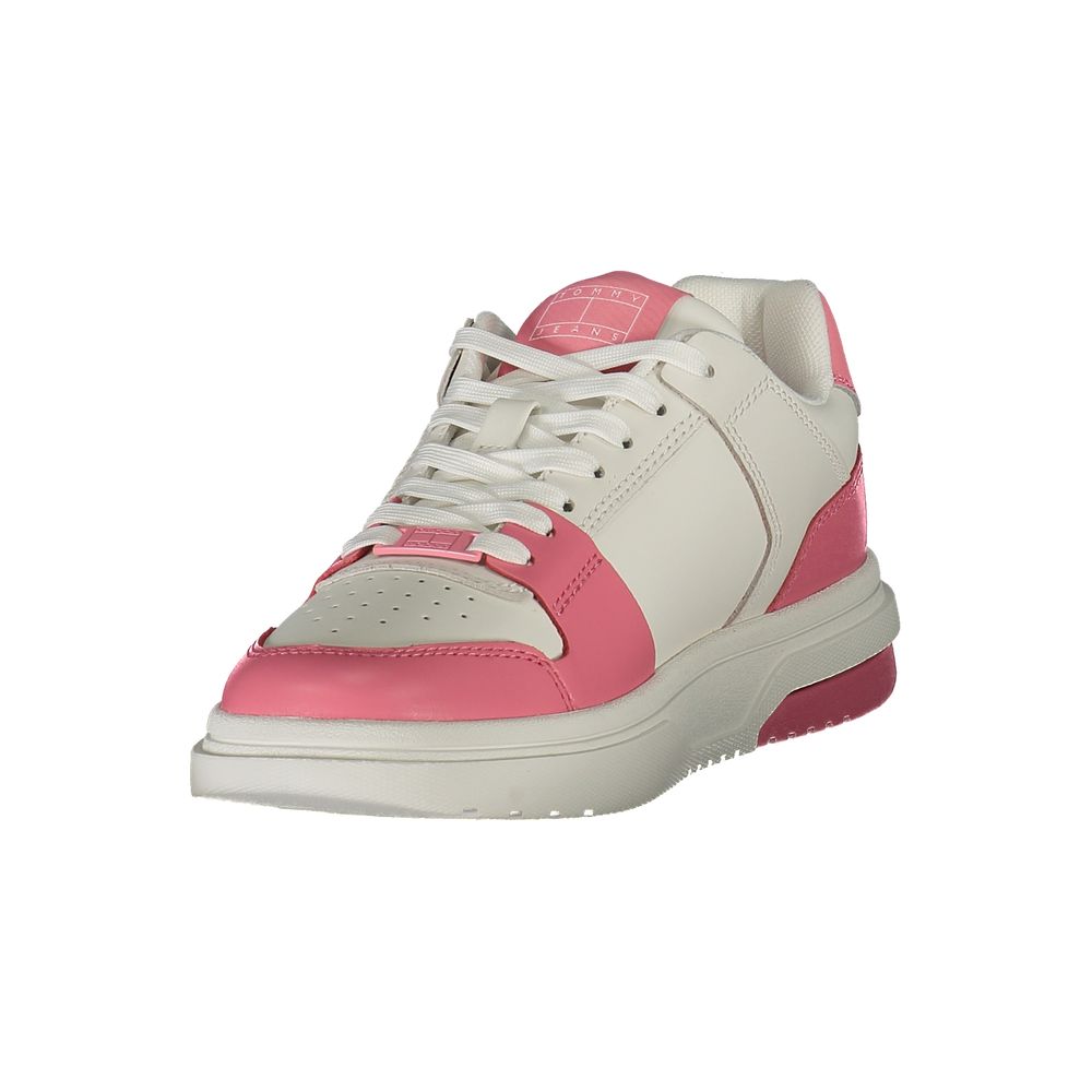 Sneakers Tommy Hilfiger pour femmes en polyuréthane rose, style décontracté avec design moderne.