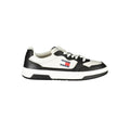 Chaussure sneaker en polyuréthane noir pour homme de la marque Tommy Hilfiger, vue de face, avec détails de design moderne