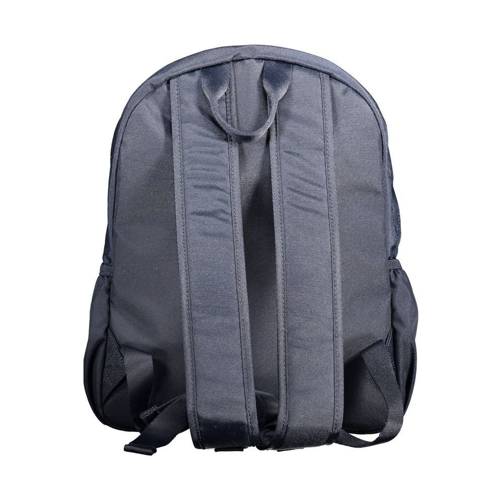 Sac à dos pour homme Tommy Hilfiger en polyester recyclé bleu, avec poches et logo emblématique visible.