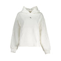 Pull blanc en coton pour femmes de Calvin Klein, vue de face, doux et confortable, avec col rond et manches longues.