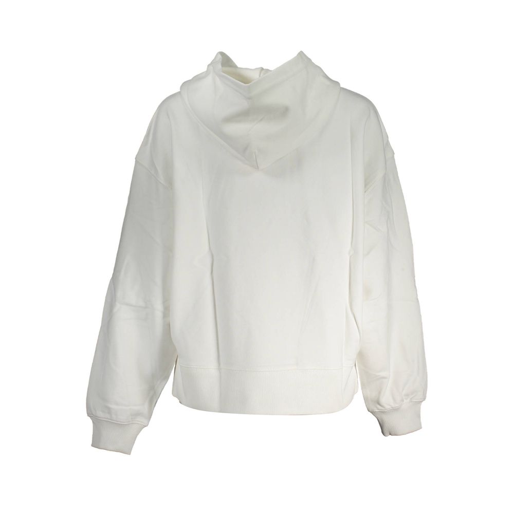 Pull pour femmes en coton blanc de la marque Calvin Klein, doux et confortable, avec un design simple et élégant.