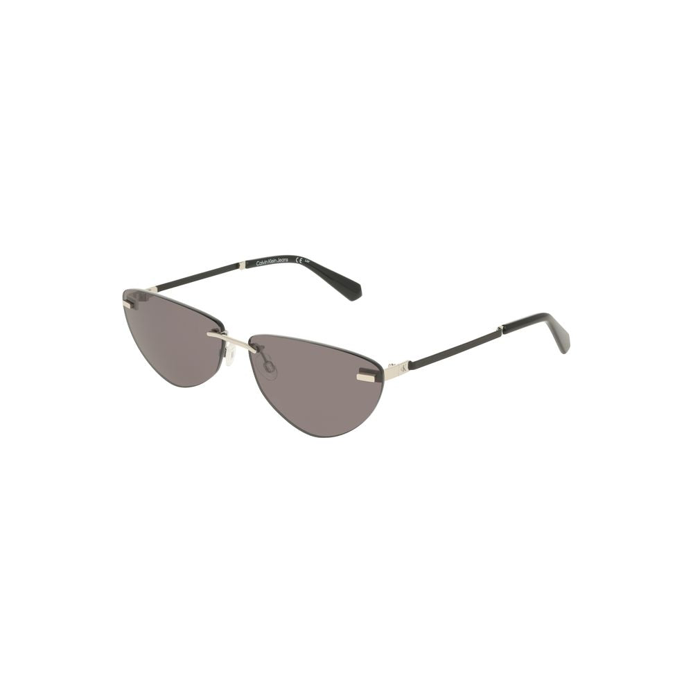 Lunettes de soleil pour femmes Calvin Klein en métal noir, avec monture élégante et design moderne.