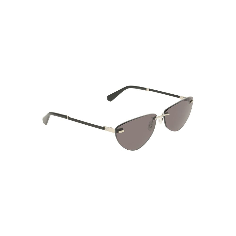Lunettes de soleil noires pour femmes de la marque Calvin Klein avec monture en métal élégante.