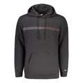 Sweat à capuche homme en coton noir de Tommy Hilfiger avec logo, porté sur un mannequin, vue frontale.