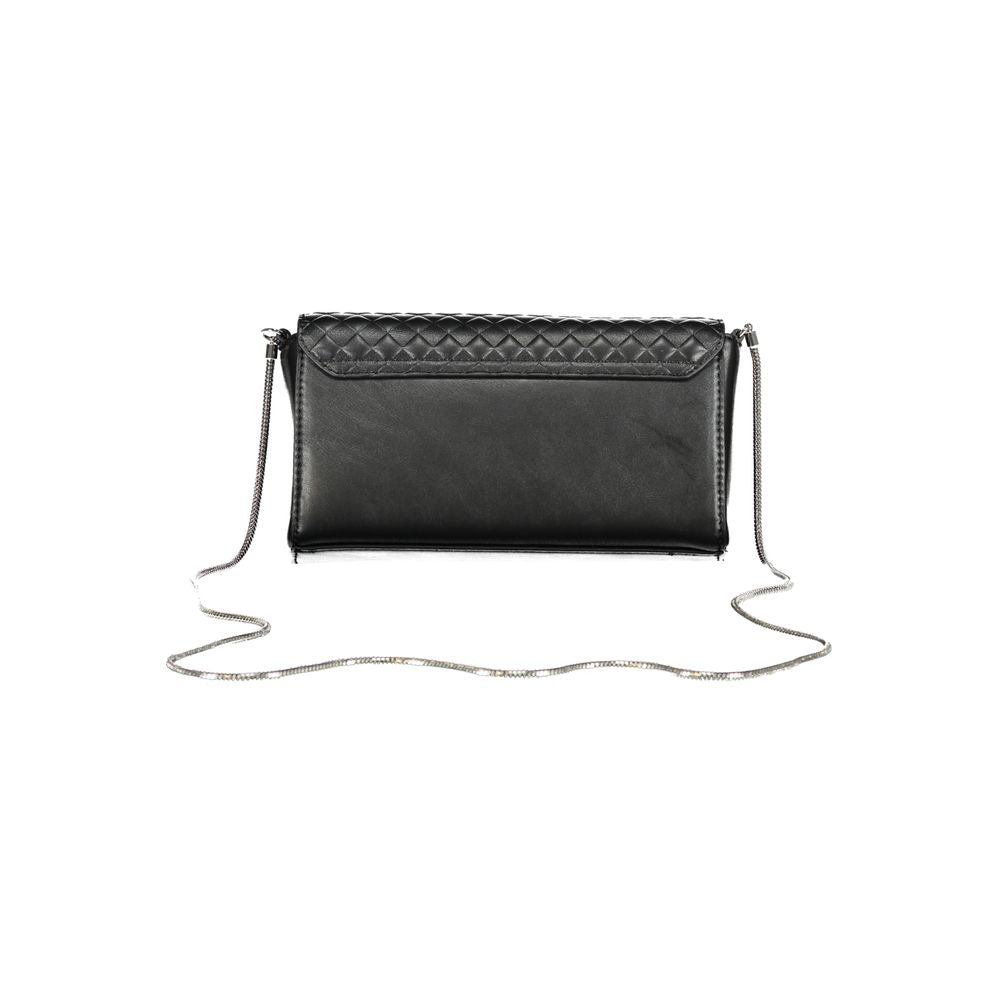 Sac à bandoulière en polyester noir de Calvin Klein, sac à main élégant pour femmes, visible avec détails modernes.