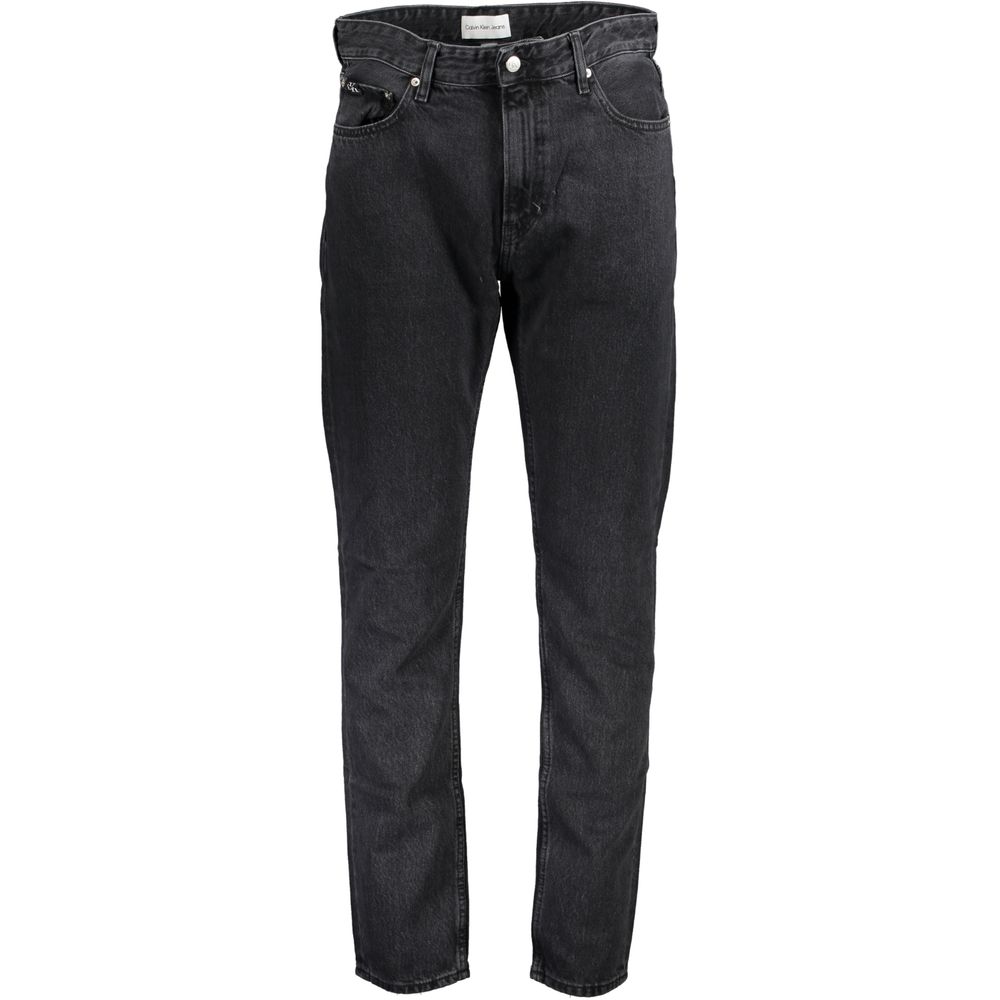 Jeans pour homme Calvin Klein en coton noir, décontractés avec coupe classique et détails modernes.