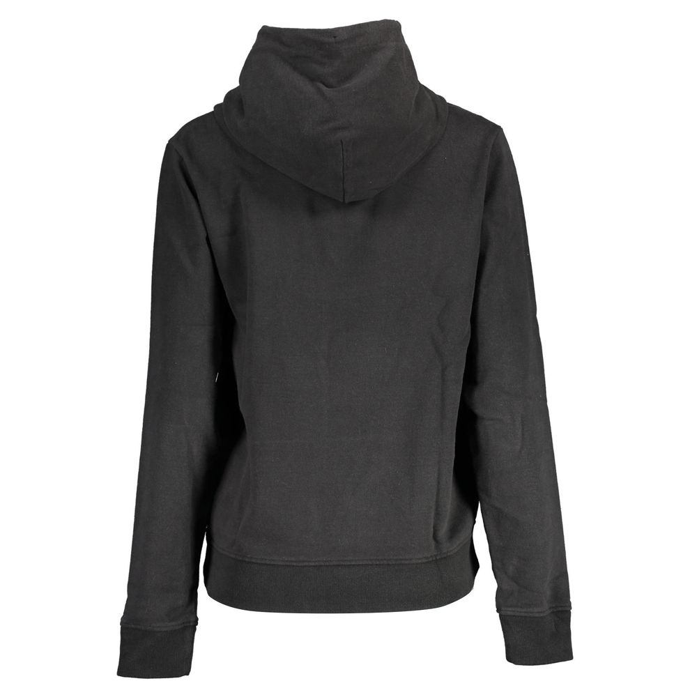 Sweat à capuche femme en coton noir de Tommy Hilfiger, ajusté, avec logo discret sur la poitrine.